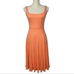 ModCloth Ribbed Sleeveless Midi Dress Coral Size S